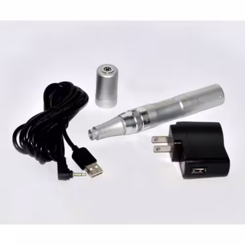 SkinStylus Microneedling Silver Pen & Battery & Charger Set 4-Pin Contact Type