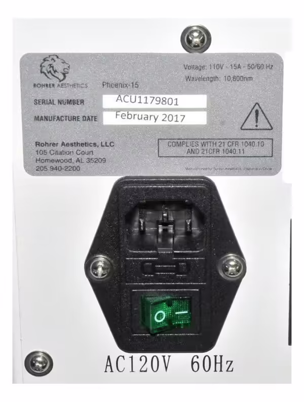 2017 Rohrer Aesthetics Phoenix-15 Pigmentation Wrinkle Rejuvenation Laser System