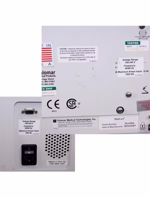 2007 Palomar StarLux 500 IPL Laser Acne Pigmented Lesions Light Hair LuxV LuxY
